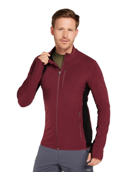 Pánská merino mikina ICEBREAKER Mens Descender LS Zip, Port/Black velikost: S