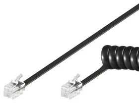 Goobay RJ10 černý / Telefonní kabel / kroucený / pro sluchátko / 4 m (68002)
