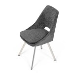 Židle jídelní, šedá látka, kovové nohy, broušená nerez.