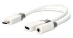 Nedis USB-C audio adaptér bílý / Adaptér / USB-C zástrčka - USB-C + Jack 3,5 mm zásuvka / USB 2.0 / 10 cm (CCBW64922WT01)