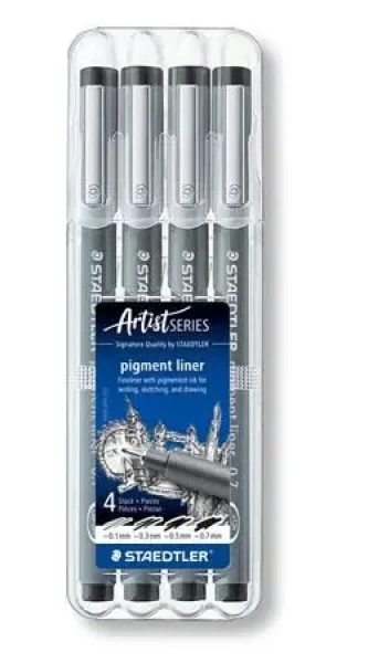STAEDTLER Pigment Liner 308 / Liner / 0,1 mm / černý / 4 ks (308 WP4)