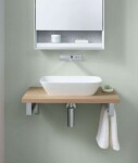 GEBERIT - ONE Umyvadlo na desku 50x43x15 cm, skrytý přepad, bez otvoru pro baterii, vodorovný odtok, KeraTect, bílá 505.050.00.1