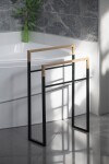 SAPHO - SKA stojan na ručníky 550x800x200, černá mat/dub SKA308