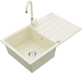 MEXEN - Bruno granitový dřez 1 s odkapávačem včetně baterie Telma, béžováy 6513-69-670200-69