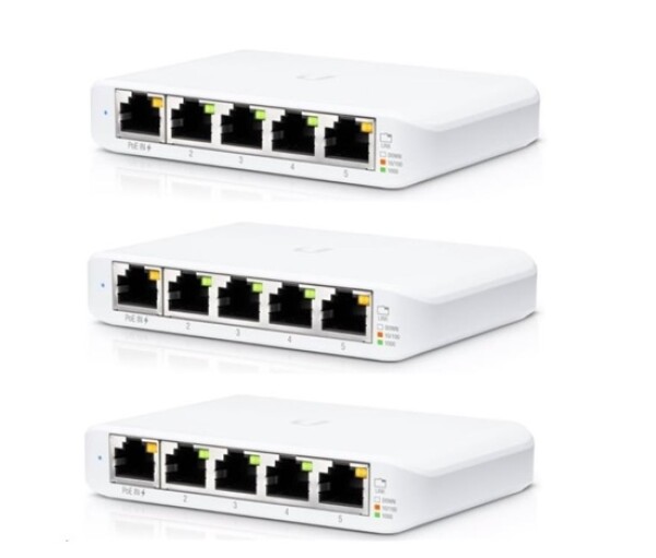 UBNT UniFi Switch USW-Flex-Mini-3, 3-pack [5xGigabit, 1xPoE In] EDF_1017519