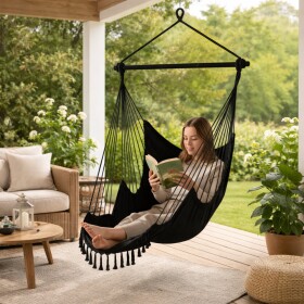 Závěsné brazilské křeslo 2v1 v BOHO stylu s polštáři