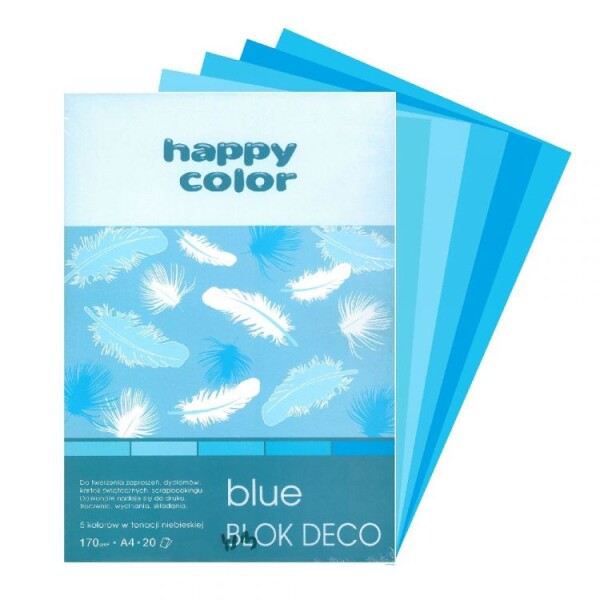 Barevné papíry A4 170g, 5 barev BLUE, 20ls