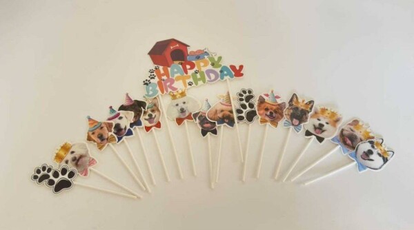 Dortisimo Zápich do dortu Happy Birthday s pejsky (9 ks)