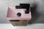 SAPHO - PICCOLINO betonové umývátko 30,8x17cm, baterie vpravo, růžová mat PK30521