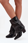 Kovbojky s obráceným kotníkem a zdobením zateplené Černé Inessia 37