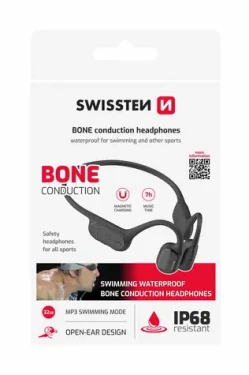 SWISSTEN Bone Conduciton černá / Bezdrátová sluchátka s kostním vedením / BT 5.3 / IP68 / pamět 32GB (51107092)