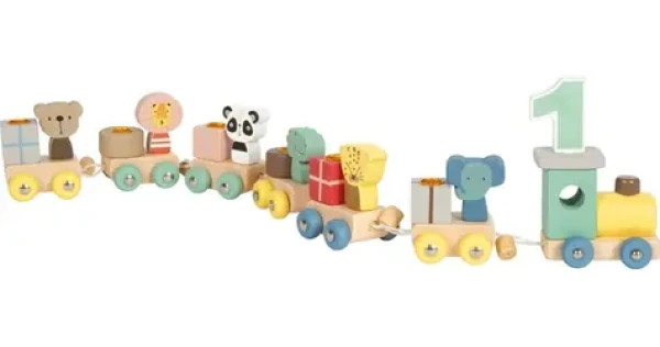 Small foot Dřevěný narozeninový vláček se zvířátky