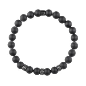 Korálkový náramek Adam - 8 mm přírodní matný onyx, Černá 21 cm