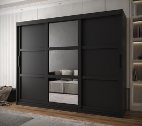 Šatní skříň Abi Miror 3 Barva korpusu: Černá, Rozměry: 250 cm, Dveře: Černá