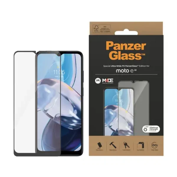 PanzerGlass Tvrzené sklo UWF pro Motorola Moto E22s černá (6570)
