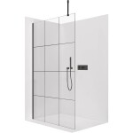 CERANO Sprchová zástěna Walk-in Onyx Top Cube L/P - 8 mm - hranatá vzpěra - černá matná, industriální sklo - 110x200 cm