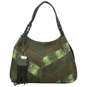 Módní dámská koženková kabelka na rameno Nives, tmavě zelená