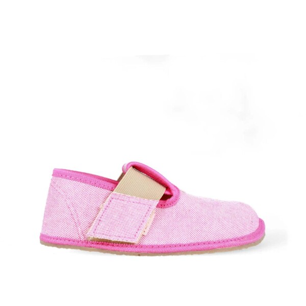Barefoot dívčí přezůvky Pegres, BF01 textil, růžová - 28