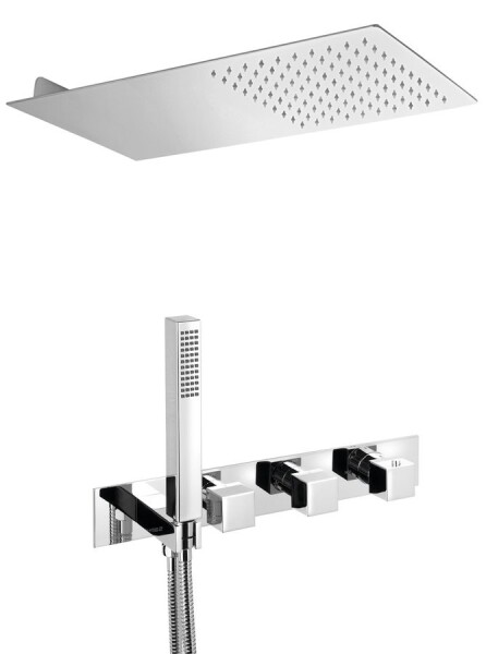 SAPHO - Podomítkový sprchový set s termostatickou baterií a držákem ruční sprchy, 2 výstupy, hranatá, chrom MB453-01