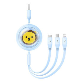 Baseus Cute Powerful Nabíjecí USB-A kabel 3v1 1.1m modrá / 1x USB-C (M) / 1x microUSB (M) / 1x Lightning (M) (P10362900311-00)