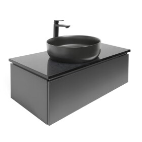 Koupelnová skříňka s kamennou krycí deskou a umyvadlem SAT Feel 100x30x46 cm antracit SATFEEL100ANTTKB SATFEEL100ANTTKB