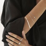 Ocelový herringbone náramek – 3 mm plochý had, Stříbrná 17 cm