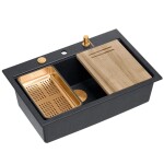 Quadron - Granitový dřez MARC 110 WORKSTATION Black Metallic Měď HQM7650U8_PVDC1