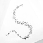 Náramek s perlou a krystaly Yvonne, Stříbrná 17 cm + 5 cm (prodloužení)