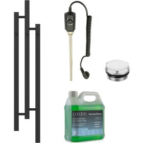 CERANO - Koupelnový elektrický radiátorový set Fabiano - 300W - černá matná - 1200x220 mm CER-542716