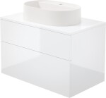 DEANTE - Prizma bílá koupelnová skříňka, s granitovým umyvadlem - 55x35 cm; SD6B8SAU6B
