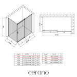 CERANO - Sprchový kout Santoro - pravá - 6 mm - černá matná, mléčné sklo - 100x80 - posuvný CER-665746