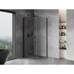 MEXEN/S - Mist-F sprchový kout skládací dveře levá 80 x 80, transparent, černá 8A6T-080-080-70-00-L