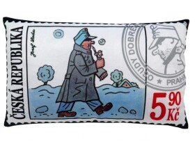 Švejk v zimě - poštovní známka/ Polštář 30x18cm - Josef Lada