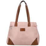 Trendy dámská koženková kabelka na rameno Remiga, světle růžová