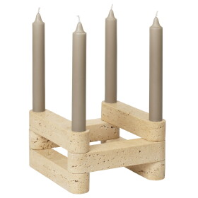 Ferm Living Modulární svícen Newel Travertine, krémová barva, kámen