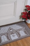 Artsy Doormats Vánoční rohožka Chaloupka, béžová barva, plast