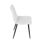 Židle jídelní, bílá látka, čtyřnohá kovová podnož, černý mat