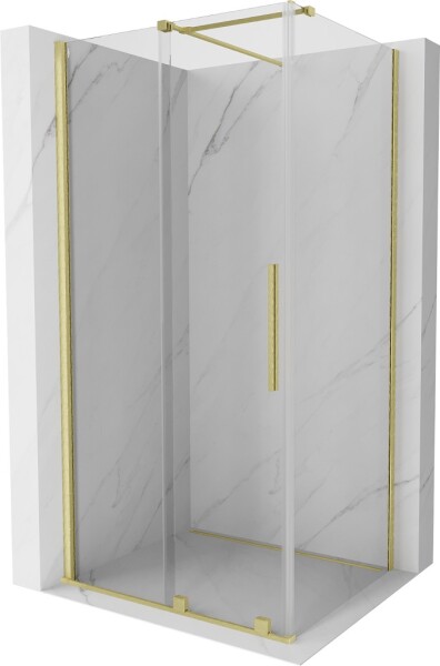 MEXEN/S - Velar sprchový kout 90 x 85, transparent, zlatá kartáčovaná 871-090-085-01-55