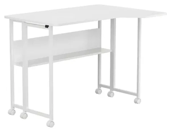 Maclean MC-126 L/W bílá / Skládací stůl / mobilní / 100x73 cm / rohový, L-tvar / nosnost 50 kg / s policí (MC-126 L/W)