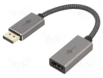 Goobay Plus 75271 šedá / Adaptérový kabel DisplayPort - HDMI / 4K 60Hz / 20 cm / 32 Gbit/s (75271)