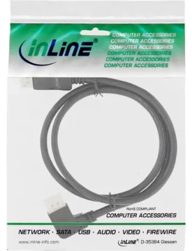 InLine DisplayPort kabel úhlový vlevo černá / DisplayPort kabel / 8K UHD-2 / 2 m (17152L)