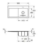 VILLEROY & BOCH - Keramický dřez Subway Style 50 White alpin nástavný 900 x 510 bez excentru 335101R1