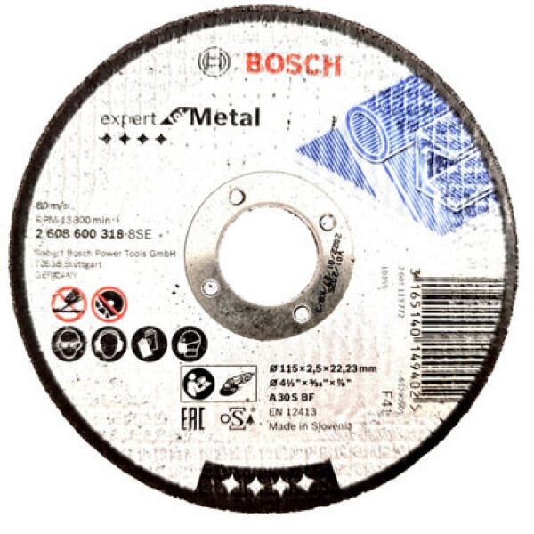 BOSCH 2608600318 / Řezací kotouč na kov / Průměr 115 x 22.23 mm / Šířka řezu 2.5 mm (2608600318)