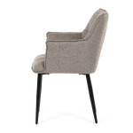 Židle jídelní, hnědá vodoodpudivá látka, černý matný lak, kovové nohy