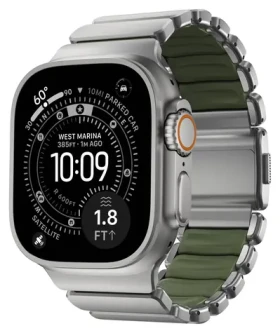 Nomad Stratos Band přírodní titan/zelená / Řemínek / Pro Apple Watch 45/46/49mm / Titan a FKM (NM009568858)