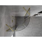 MEXEN/S - Mist sprchový kout čtvrtkruh, křídlové 90 x 90, transparent, zlato kartáčovaná 8A33-090-090-55-00