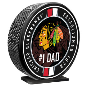 Mustang Puk Chicago Blackhawks NHL 8" MEGA Puck #1 Dad Ribbon