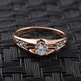 Zásnubní pozlacený prsten Pellegrino s 3ct čirým zirkonem, 59 Zlatá