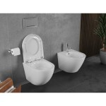 MEXEN/S - Lena Závěsná WC mísa Rimless Tornado včetně sedátka s slow, duroplast, bílá lesk 30220200T