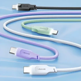 USAMS SJ568 Lithe zelená / Datový kabel USB-C / 66W / 6A / 1,2 m / LED indikátor (SJ568USB04)